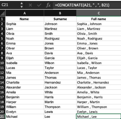 Combining two columns in Excel with special characters